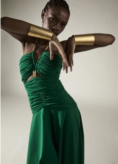 Rochie midi decupata cu drapaje si detalii metalice Madeira