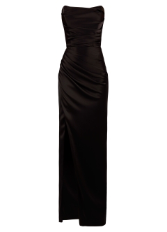 Rochie de seara neagra cu corset si slit pe picior Oblivion