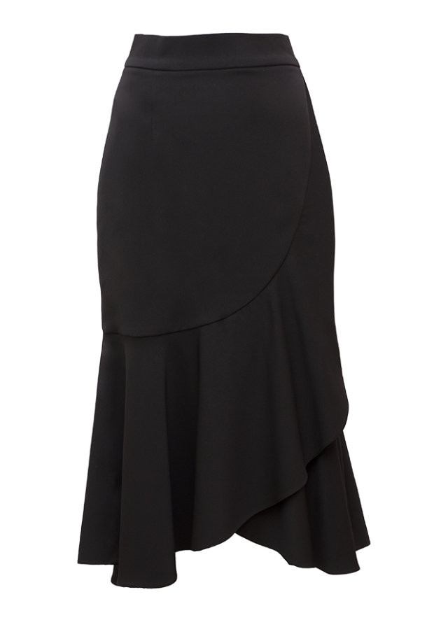 Fusta midi neagra cu volane Bind