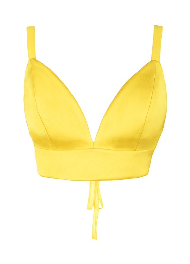 Top tip sutien galben din satin cu snur si bretele ajustabile Sagrada
